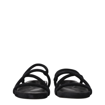 Black Leather Flat Sandals