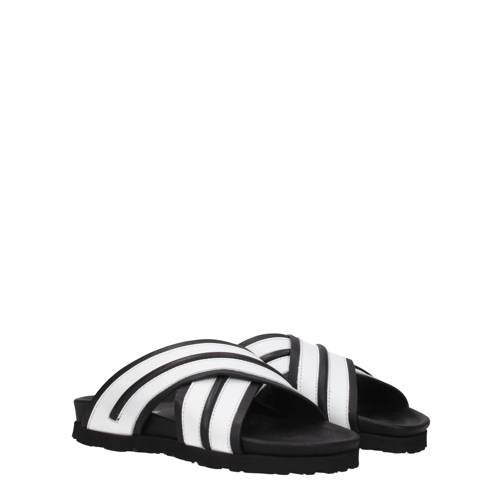White Leather Slippers Sandals