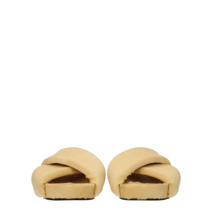 Beige Horsehair Slippers