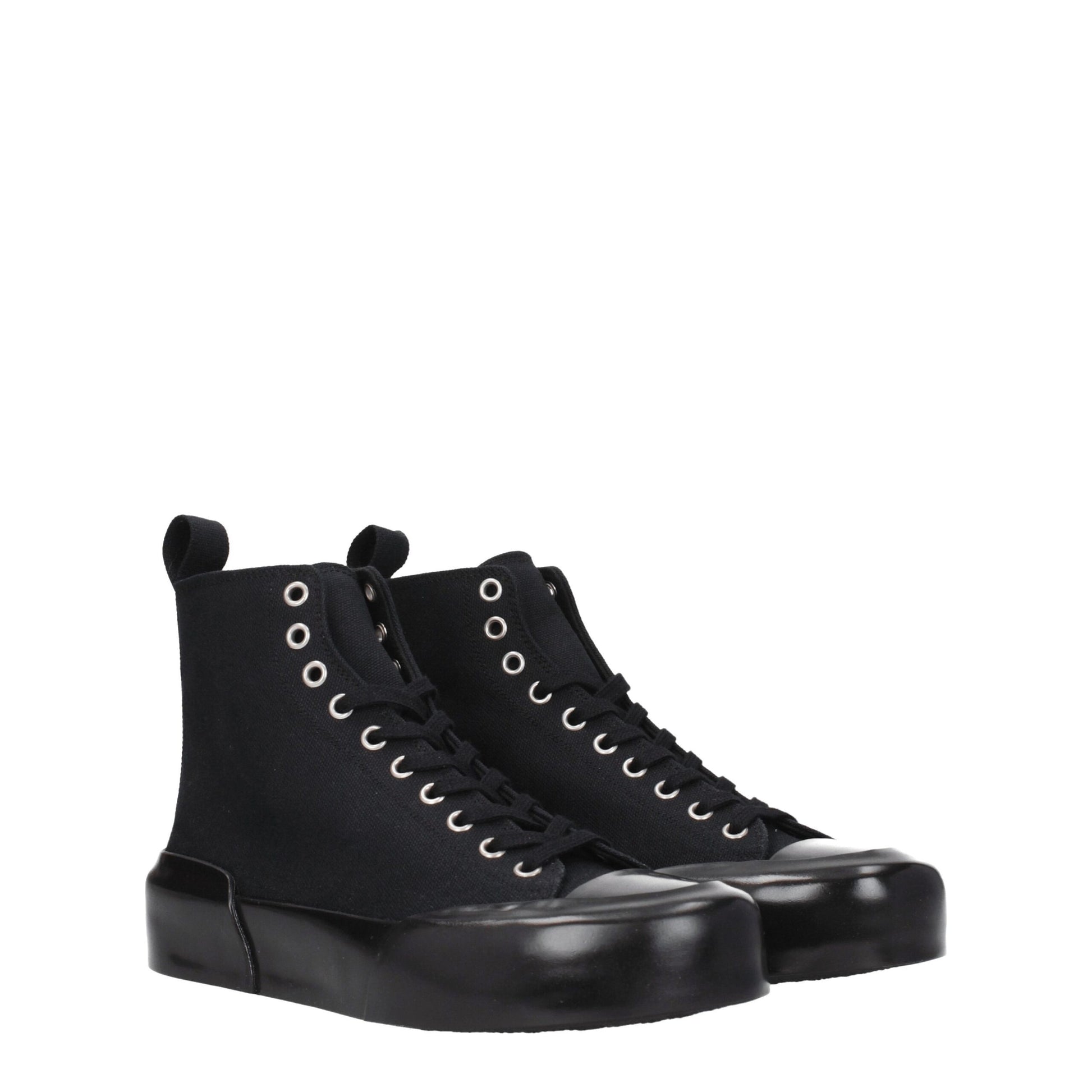 Black Fabric High Top Sneakers