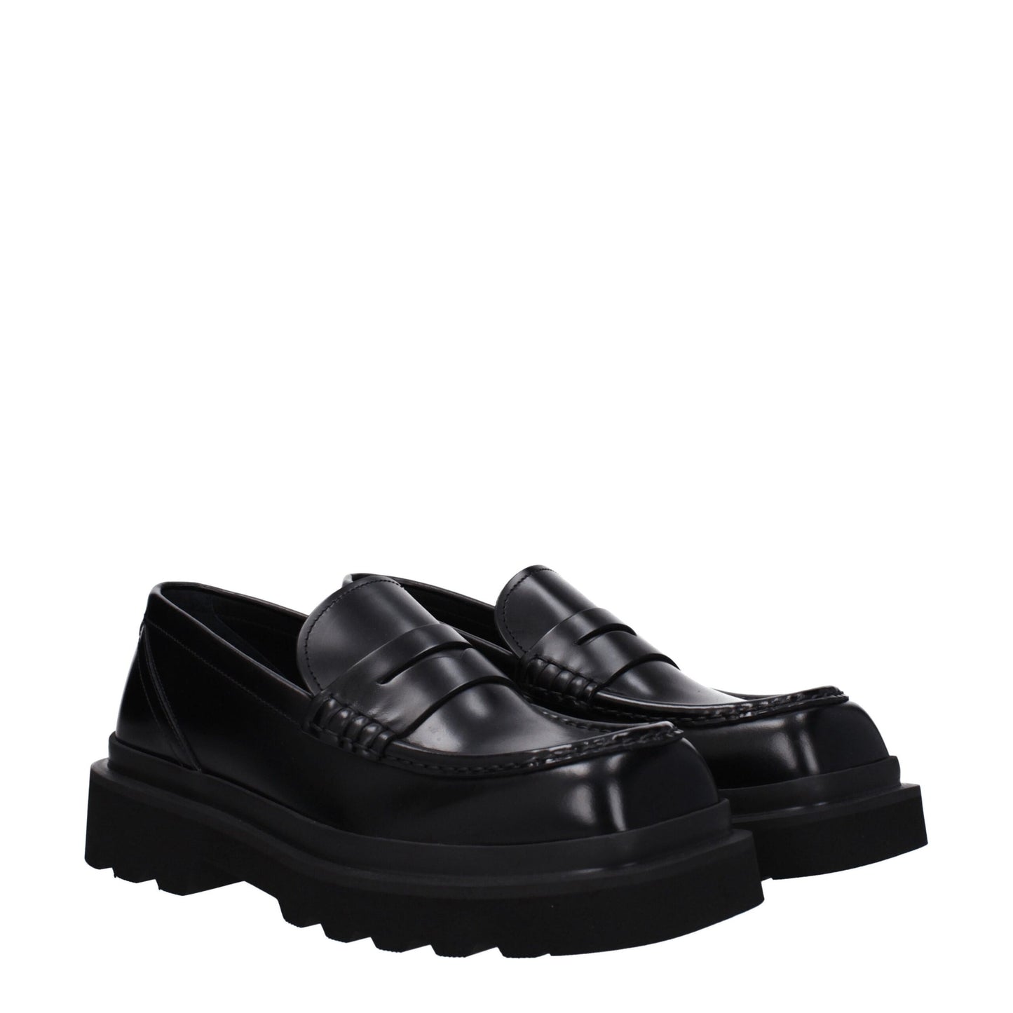 Black Leather Slip-On Loafers