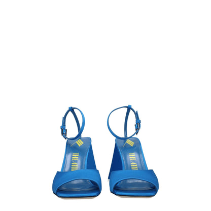 Blue Satin Stiletto Heel Sandals