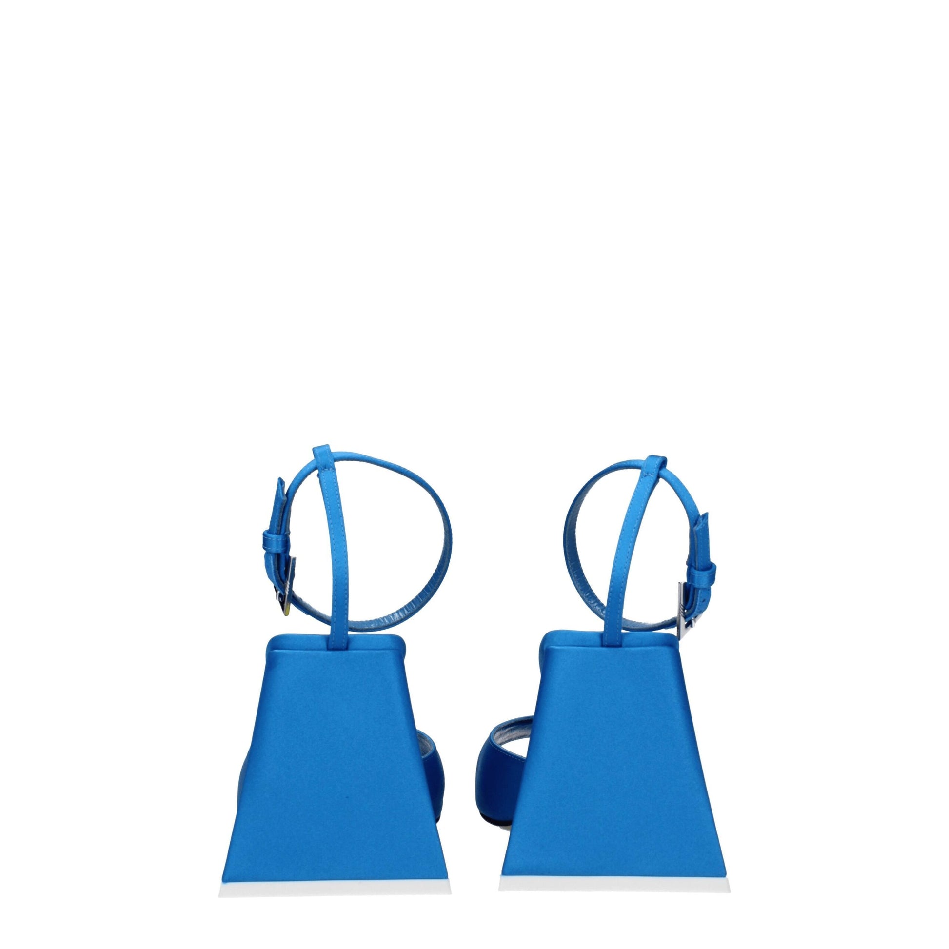 Blue Satin Stiletto Heel Sandals