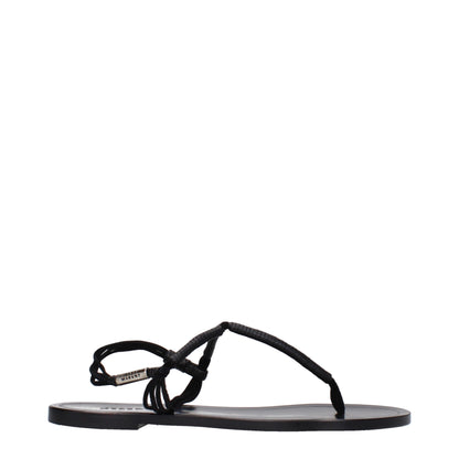 Black Leather Flip-Flop Sandals