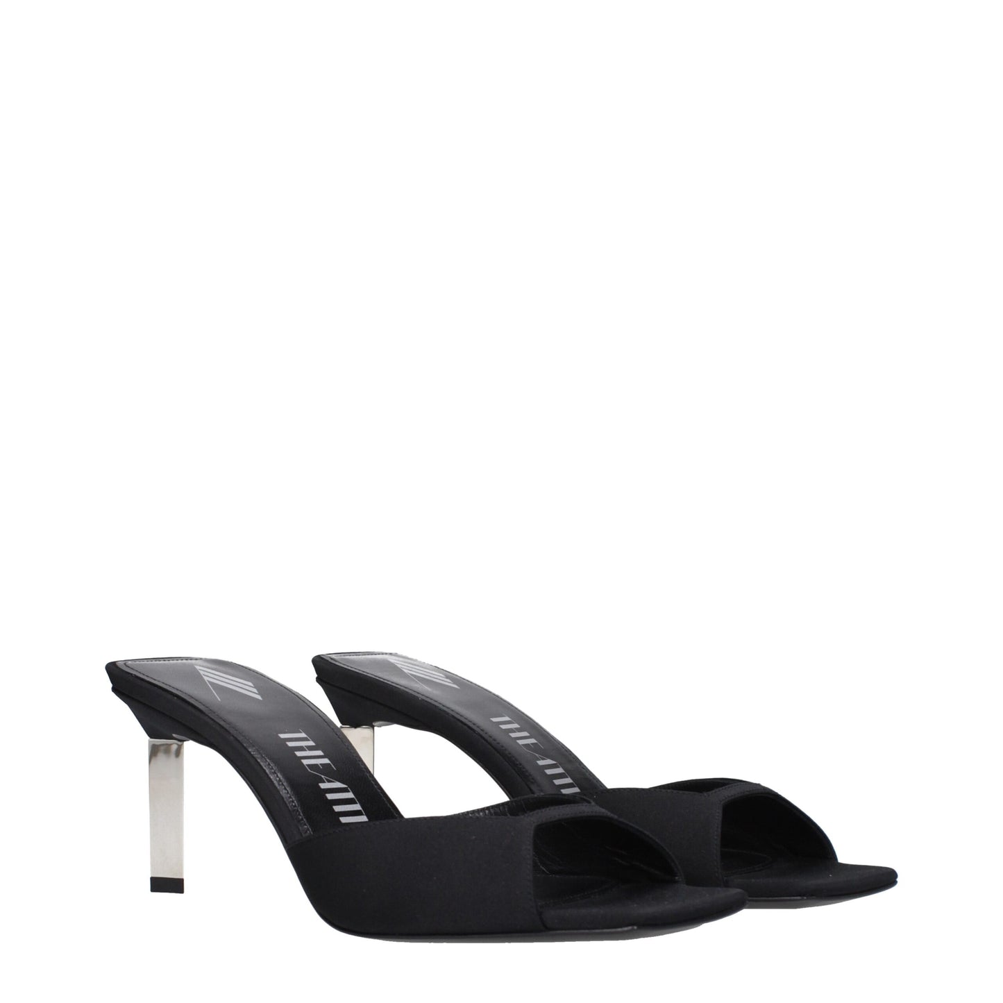 Black Satin Stiletto Heel Sandals