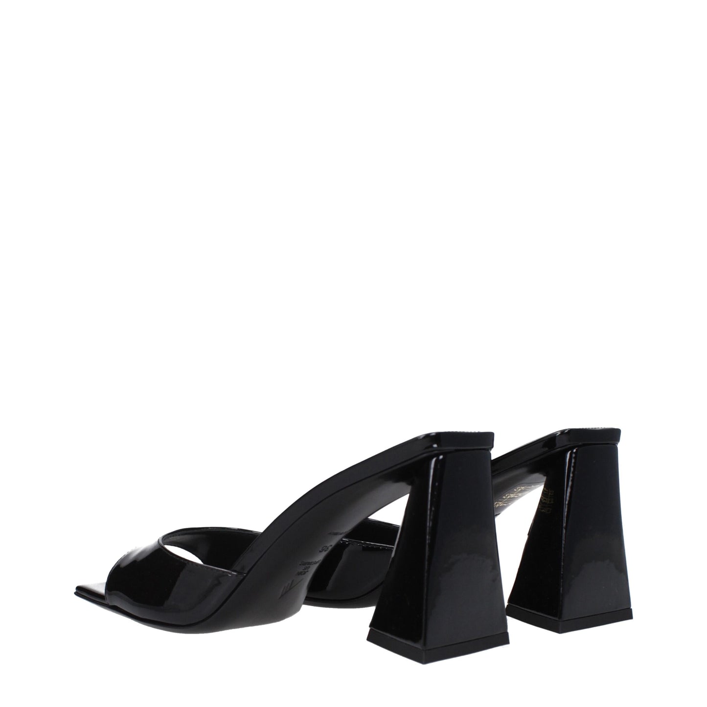 Black Leather Stiletto Heel Sandals