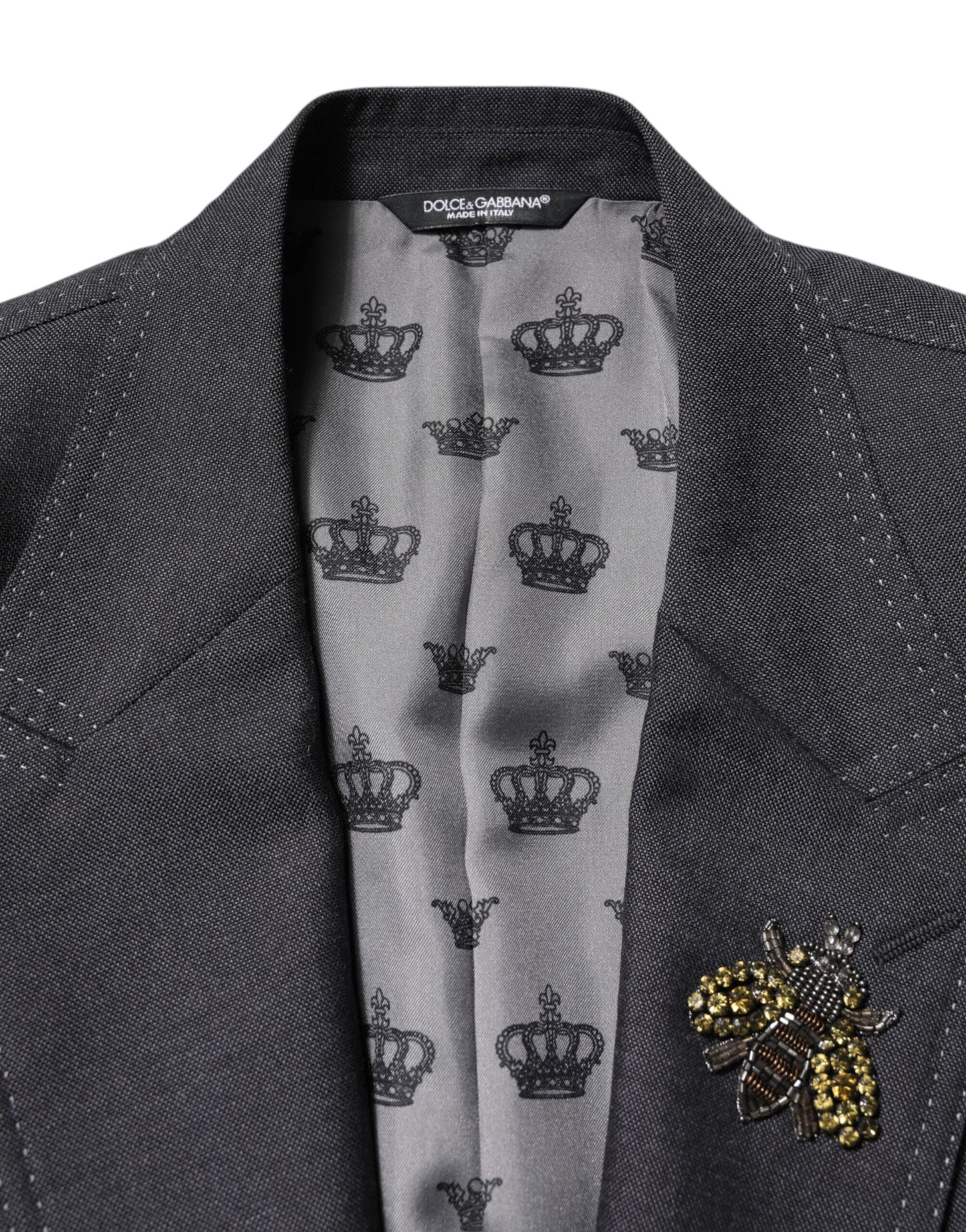 Dark Gray Bee Embroidery SICILIA Coat Blazer