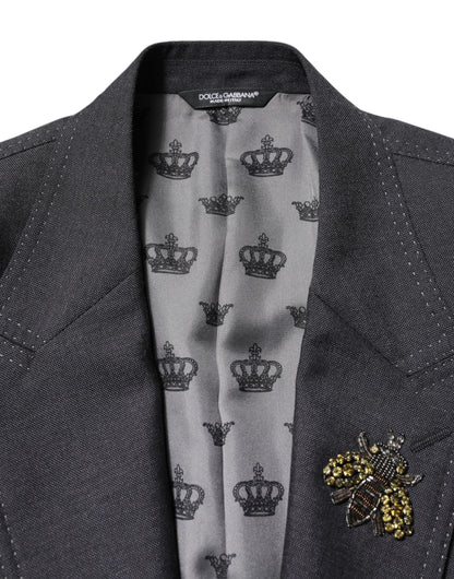 Dark Gray Bee Embroidery SICILIA Coat Blazer