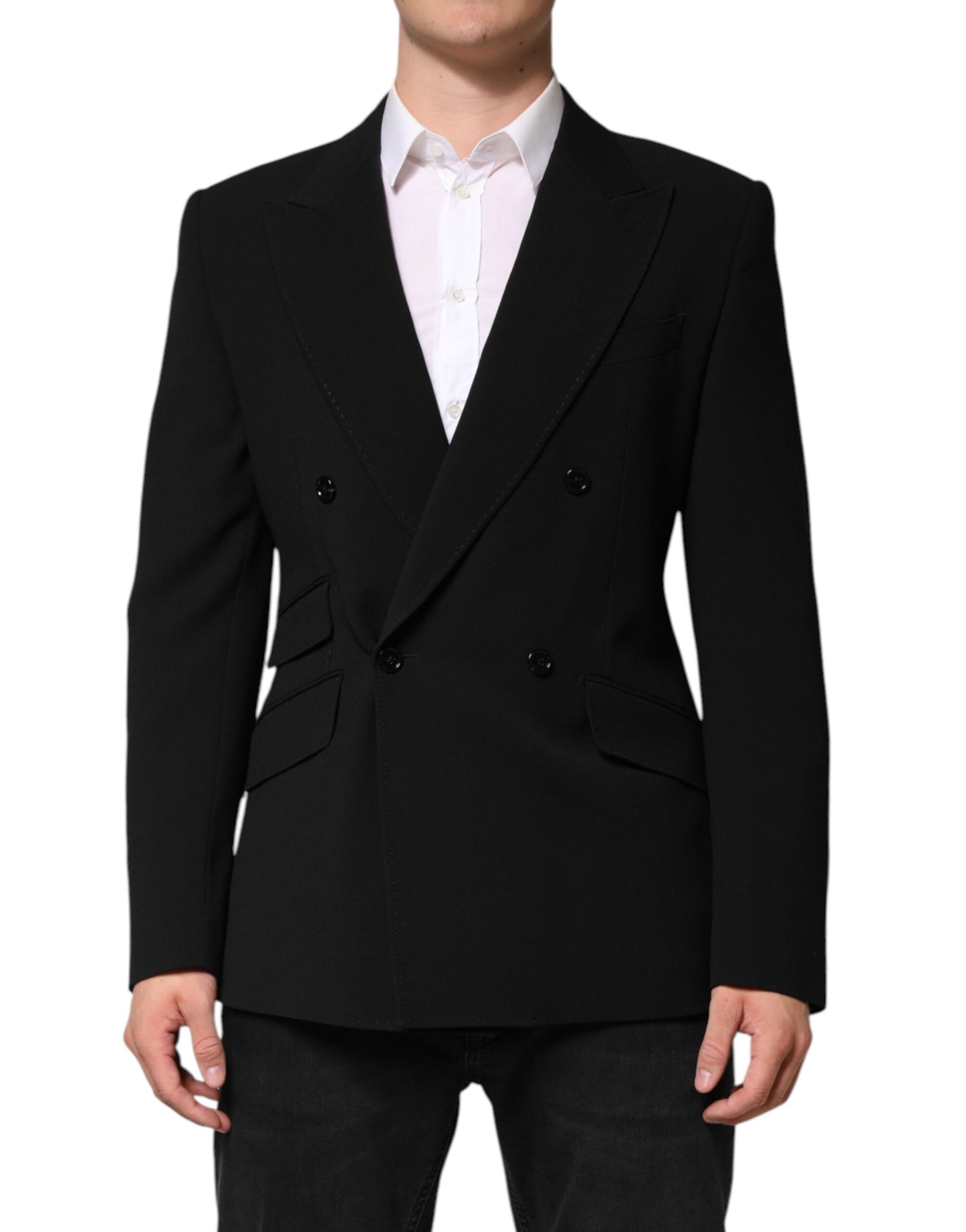 Black SICILIA Double Breasted Coat Blazer