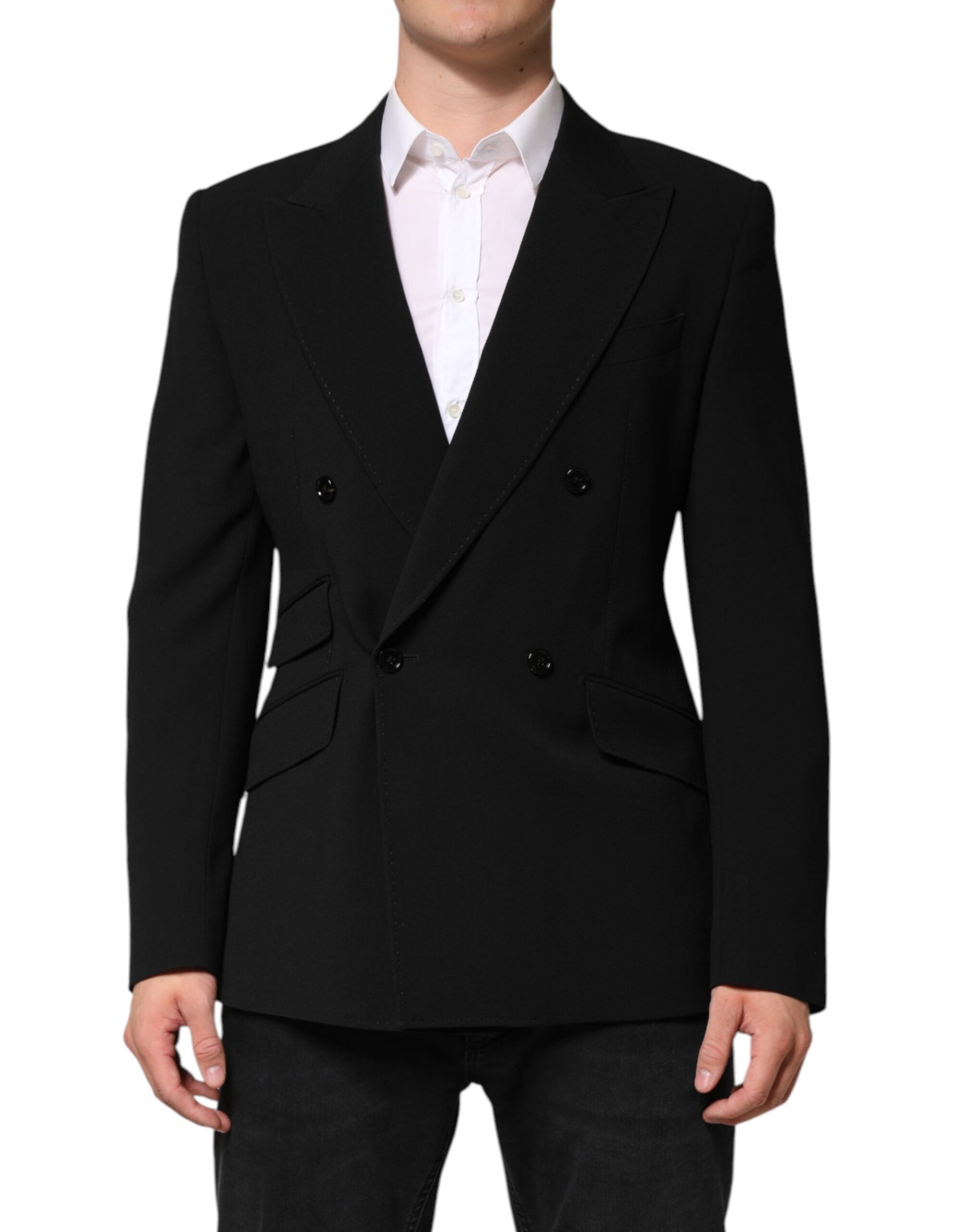 Black SICILIA Double Breasted Coat Blazer