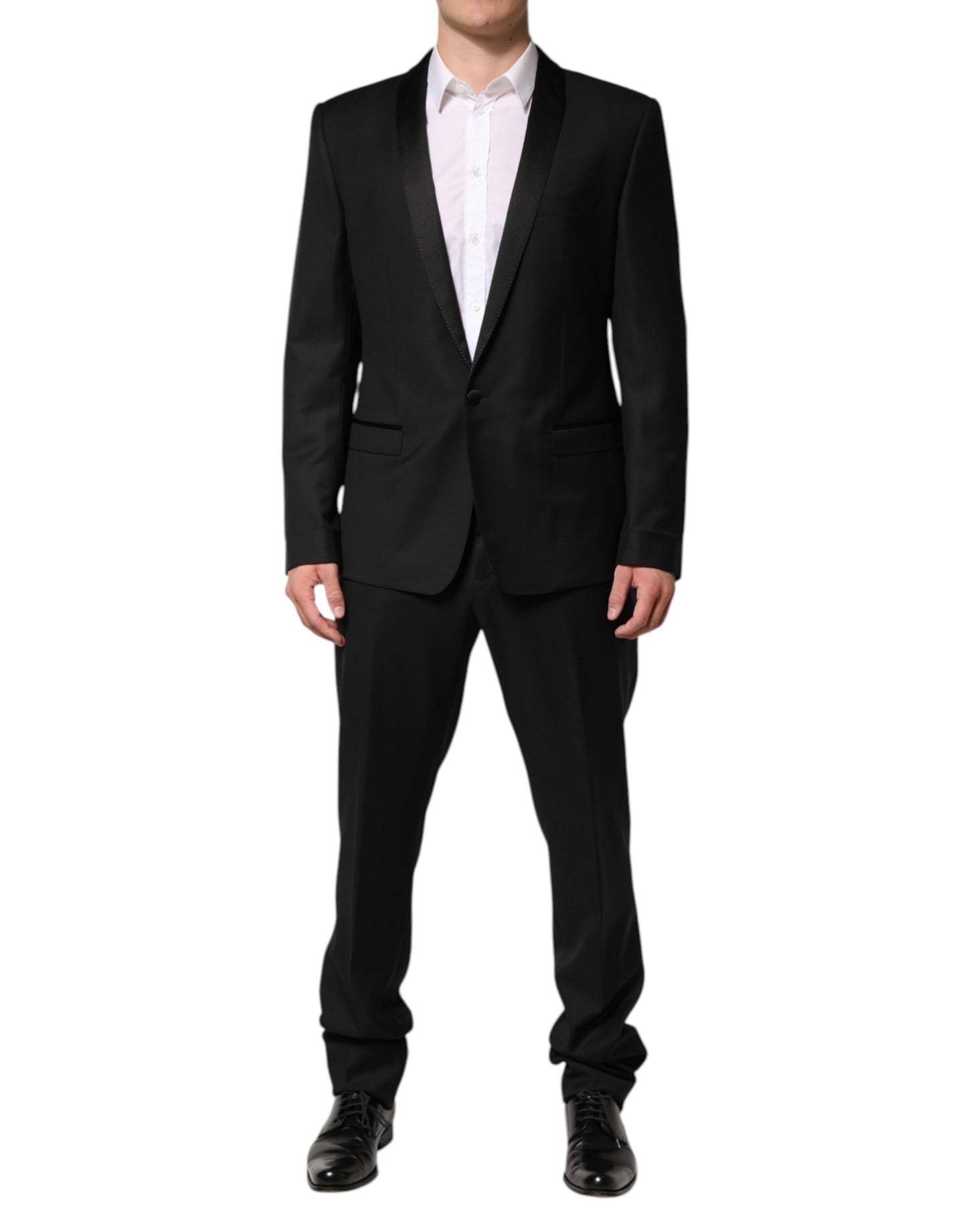 Black Wool Men Single Breasted 2 Piece Suit