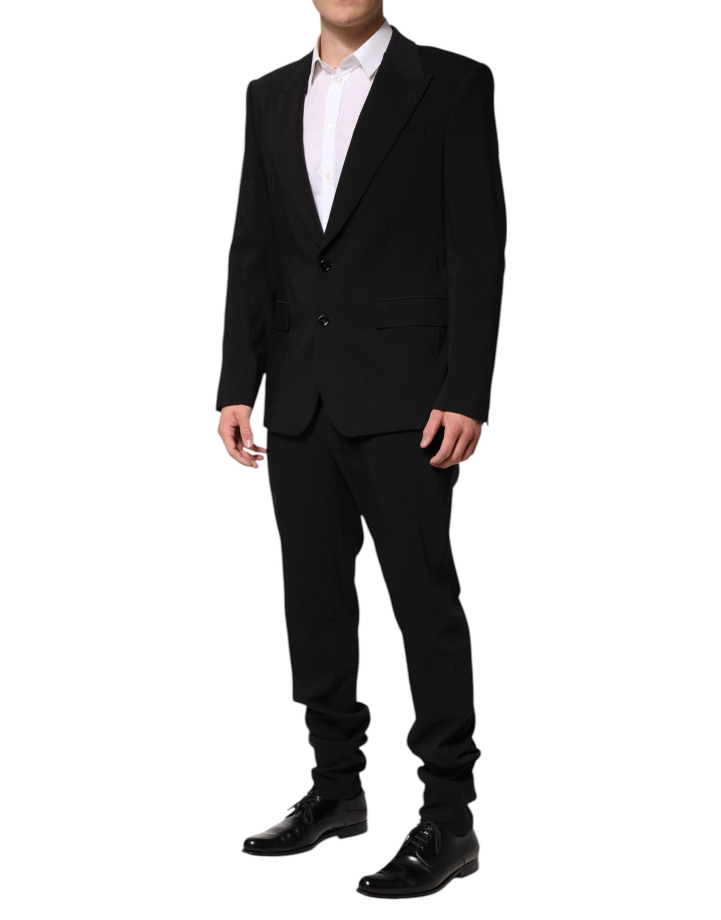 Black Cotton Single Breasted 2 Piece Suit