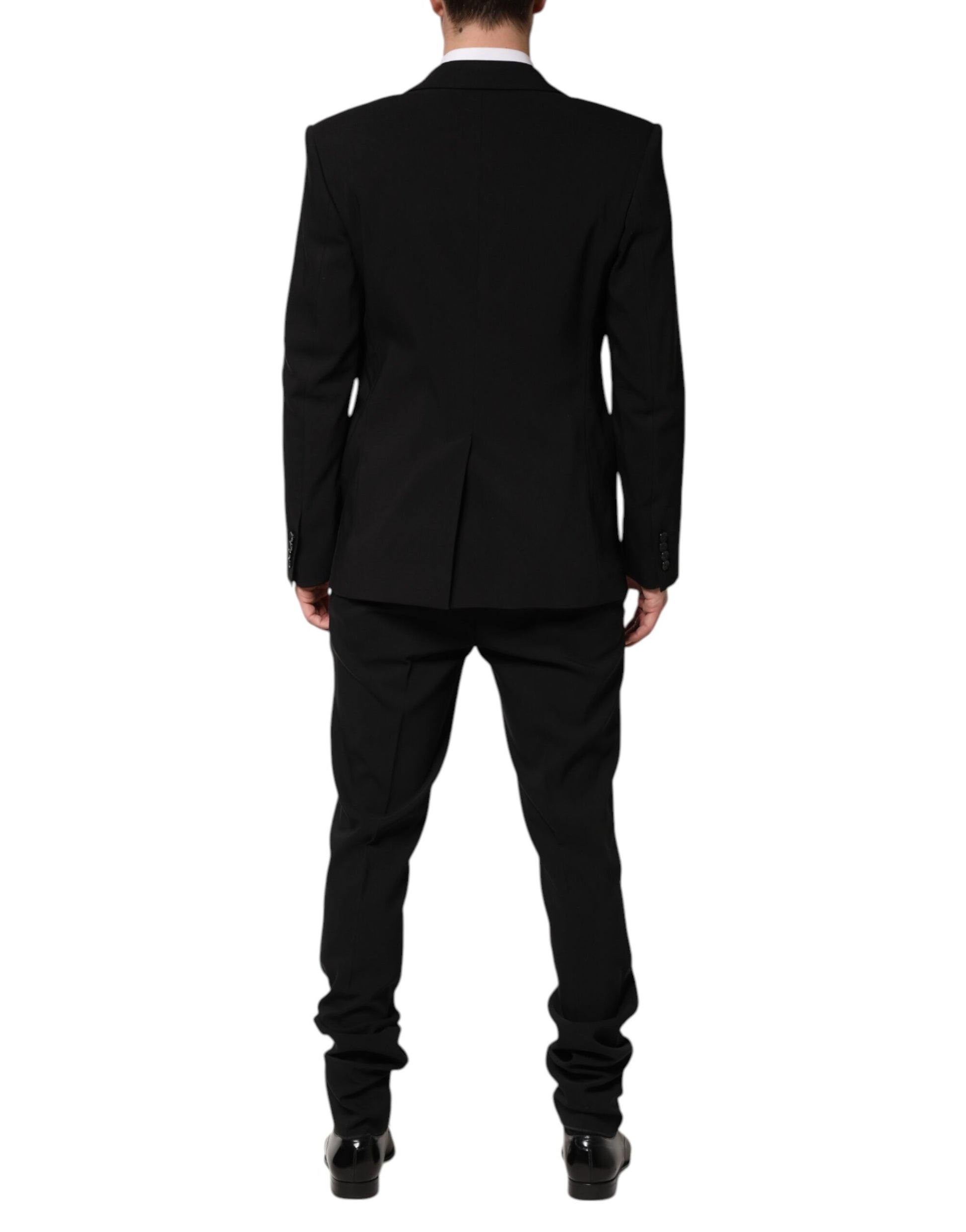 Black Cotton Single Breasted 2 Piece Suit