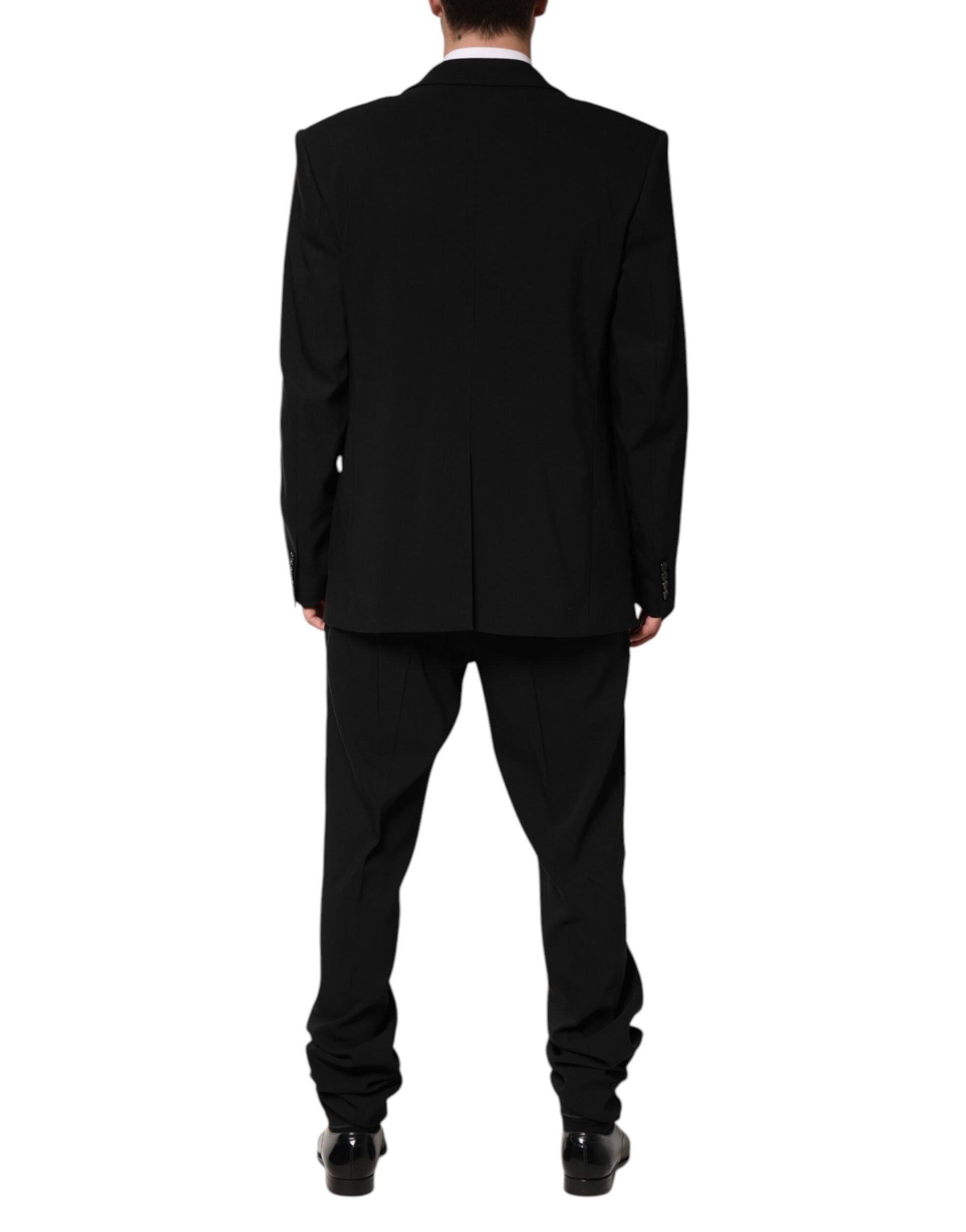 Black Cotton Single Breasted 2 Piece Suit