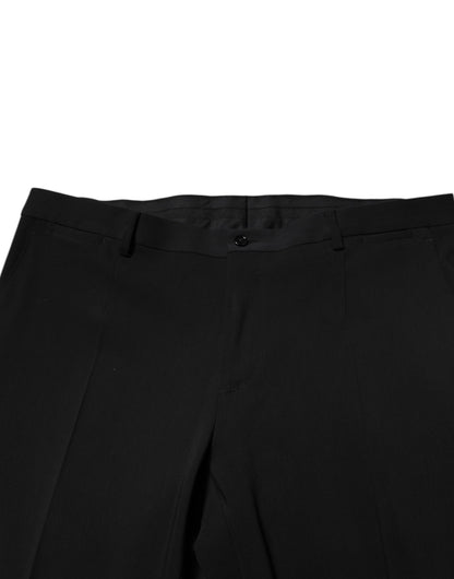 Black Cotton Single Breasted 2 Piece Suit