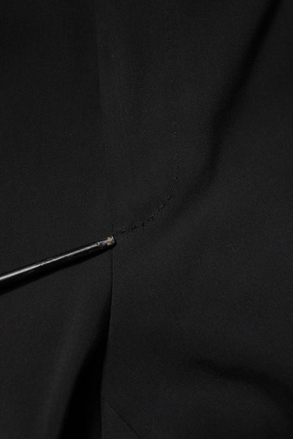 Black Cotton Single Breasted 2 Piece Suit