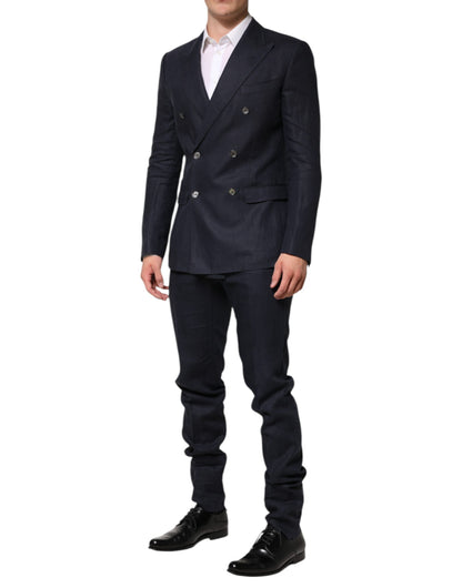 Dark Blue Double Breasted 2 Piece Suit