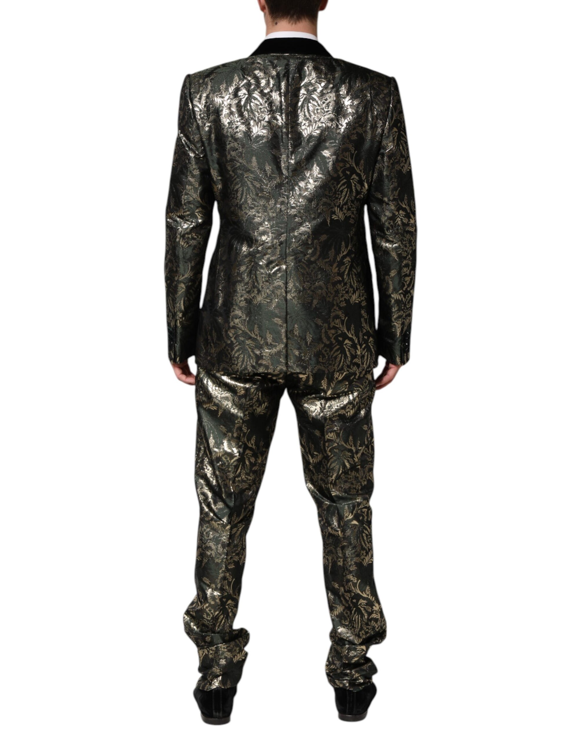 Metallic Floral Jacquard Silk 2 Piece Suit