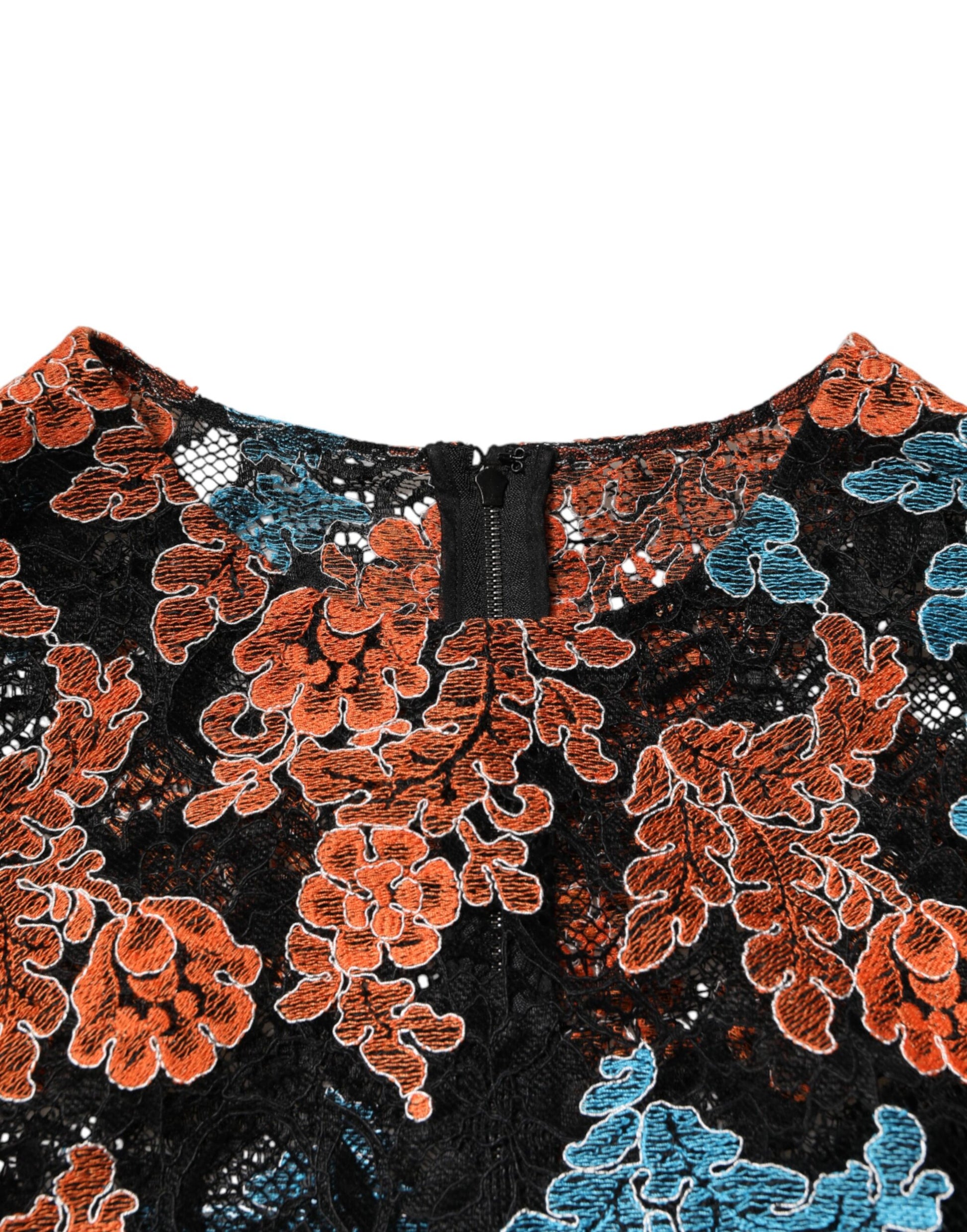 Multicolor Floral Embroidery Shift Mini Dress