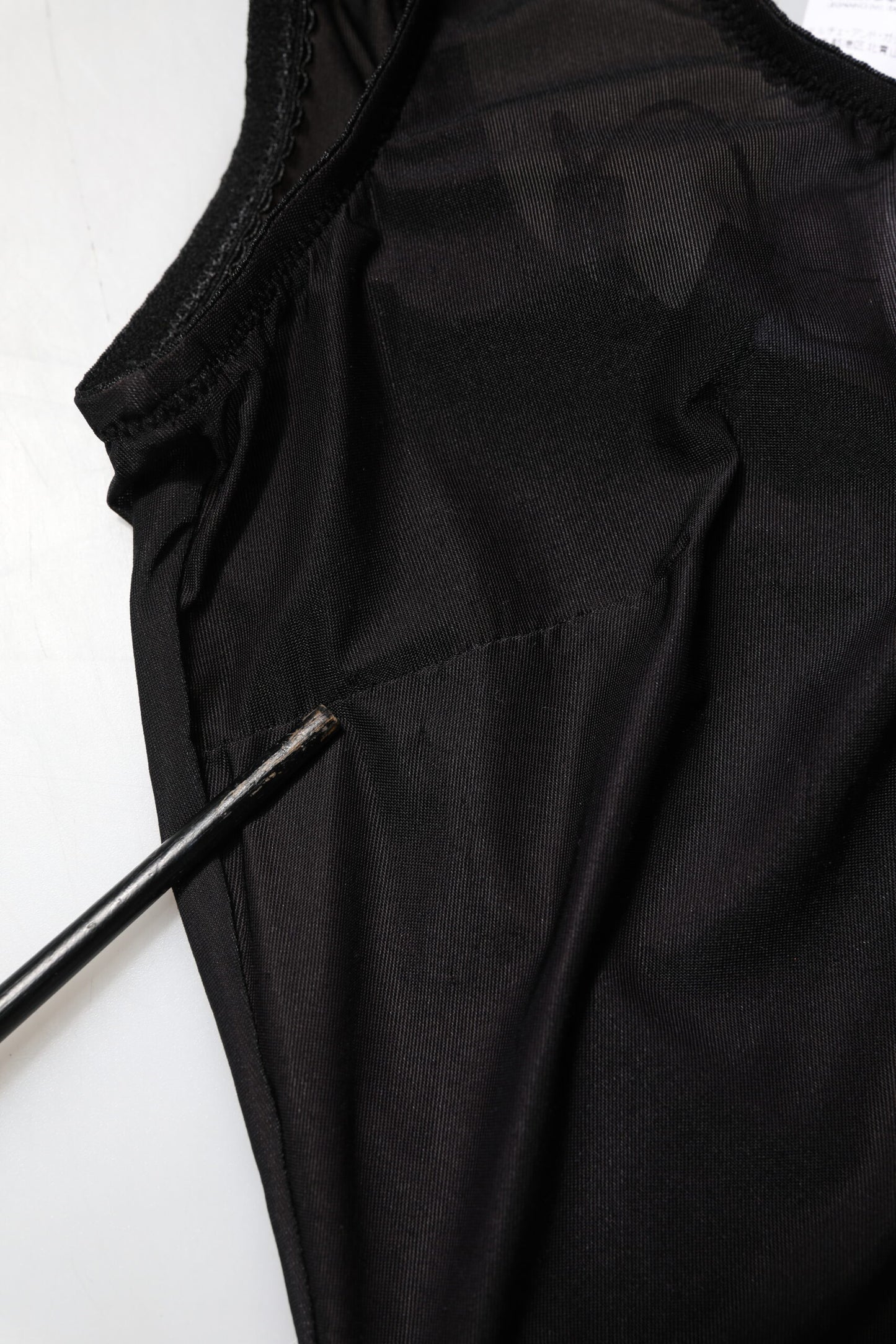 Black Nylon Sleeveless Round Neck Tank Top