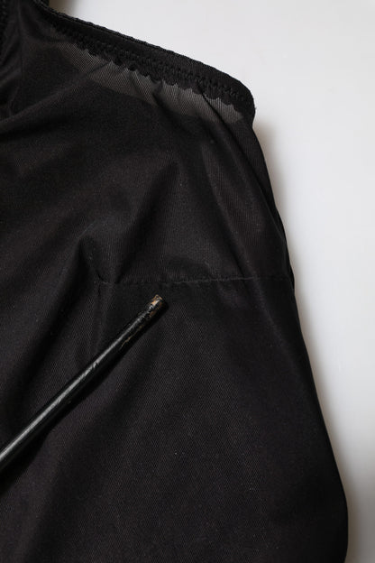 Black Nylon Sleeveless Round Neck Tank Top