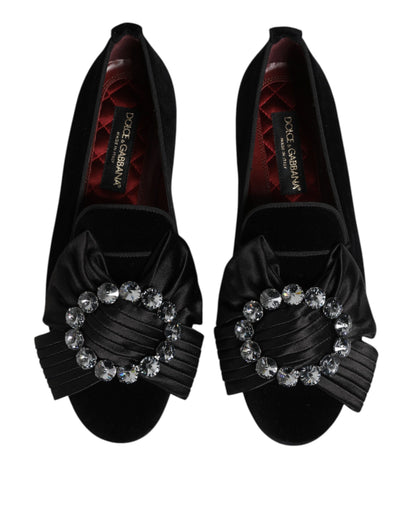 Black VATICANO Crystal Ribbon Slip On Shoes