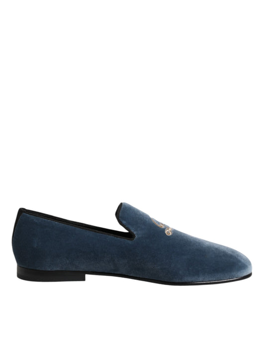 Blue Velvet DG Logo Loafers Formal Shoes