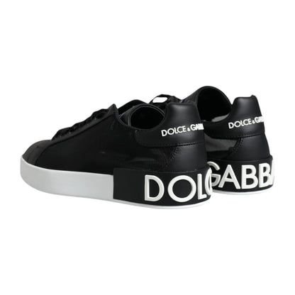 Black Calf Leather Portofino Sneakers Shoes