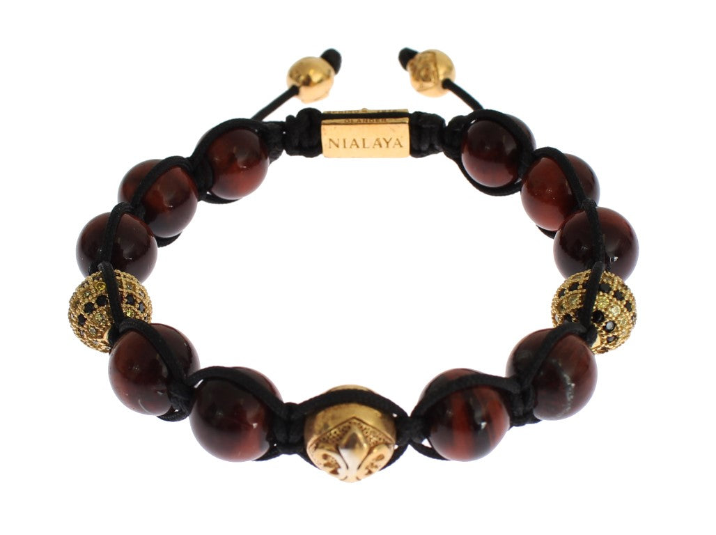 Radiant Red Tiger Eye & CZ Gold Bracelet