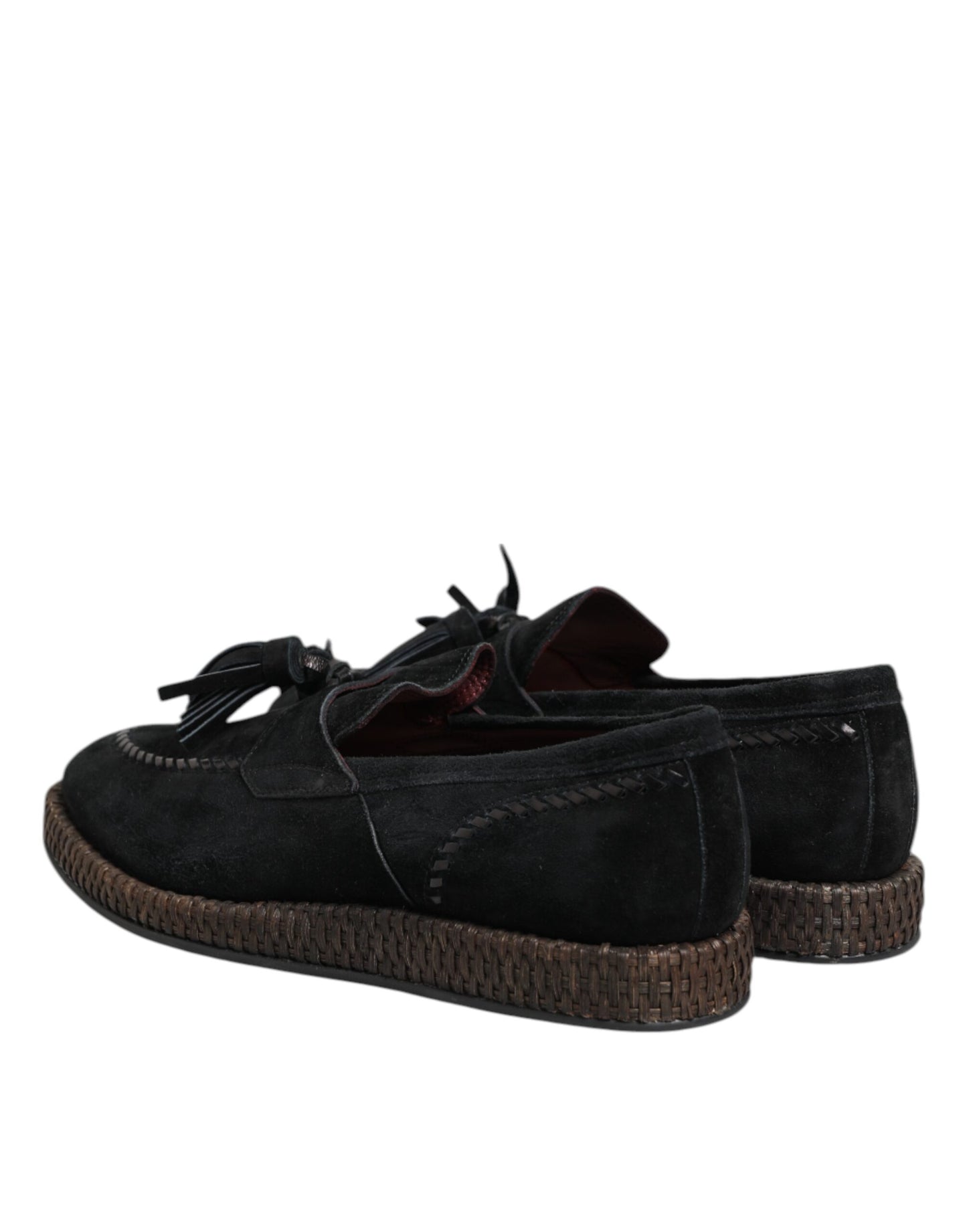 Black Suede Tassel Embellished Loafers Shoes