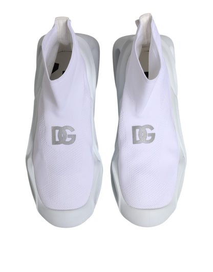 White Silver Slip On Wave Socks Sneakers Shoes
