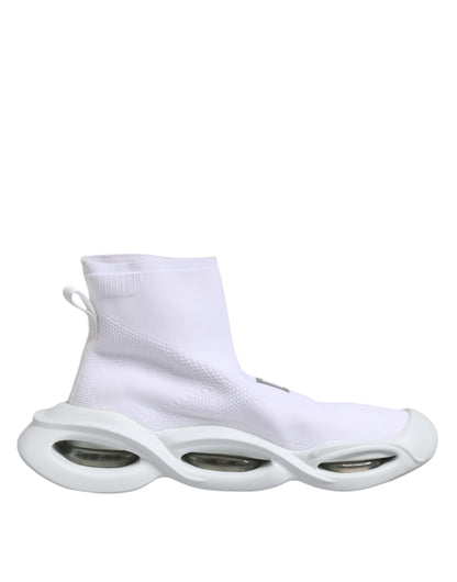 White Silver Slip On Wave Socks Sneakers Shoes