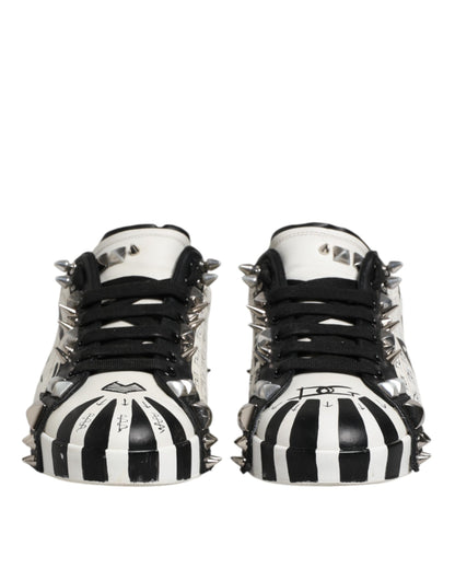 Black White Studded Low Top Sneakers Shoes