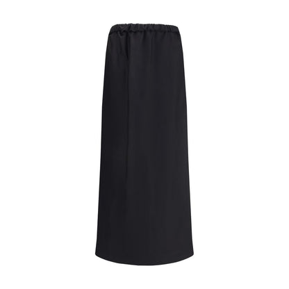Black Cotton Midi Skirt