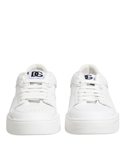 White Miami Leather Low Top Sneakers Shoes
