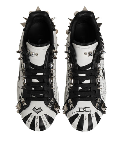Black White Studded Low Top Sneakers Shoes