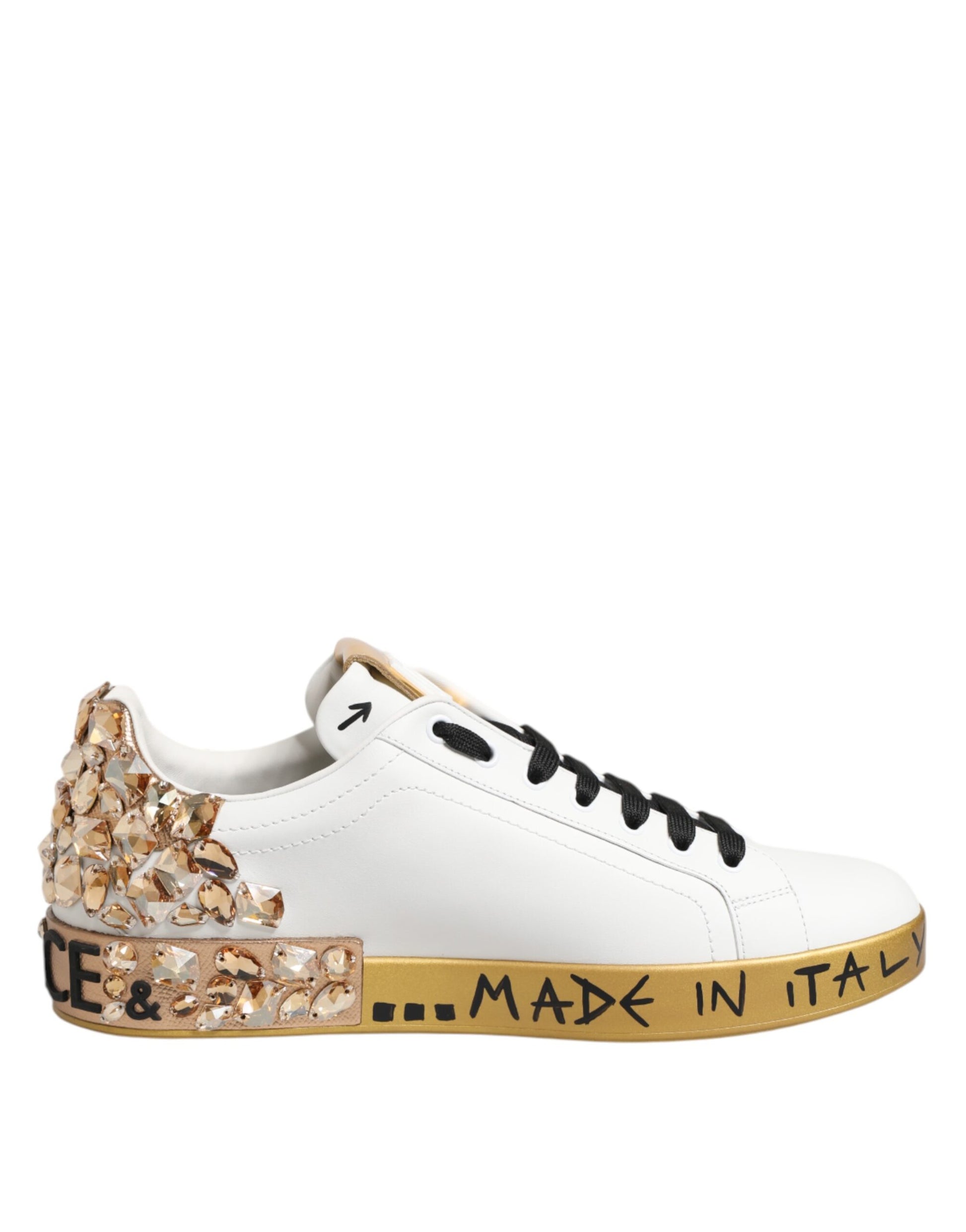 White Gold Crystal Portofino Sneakers Shoes