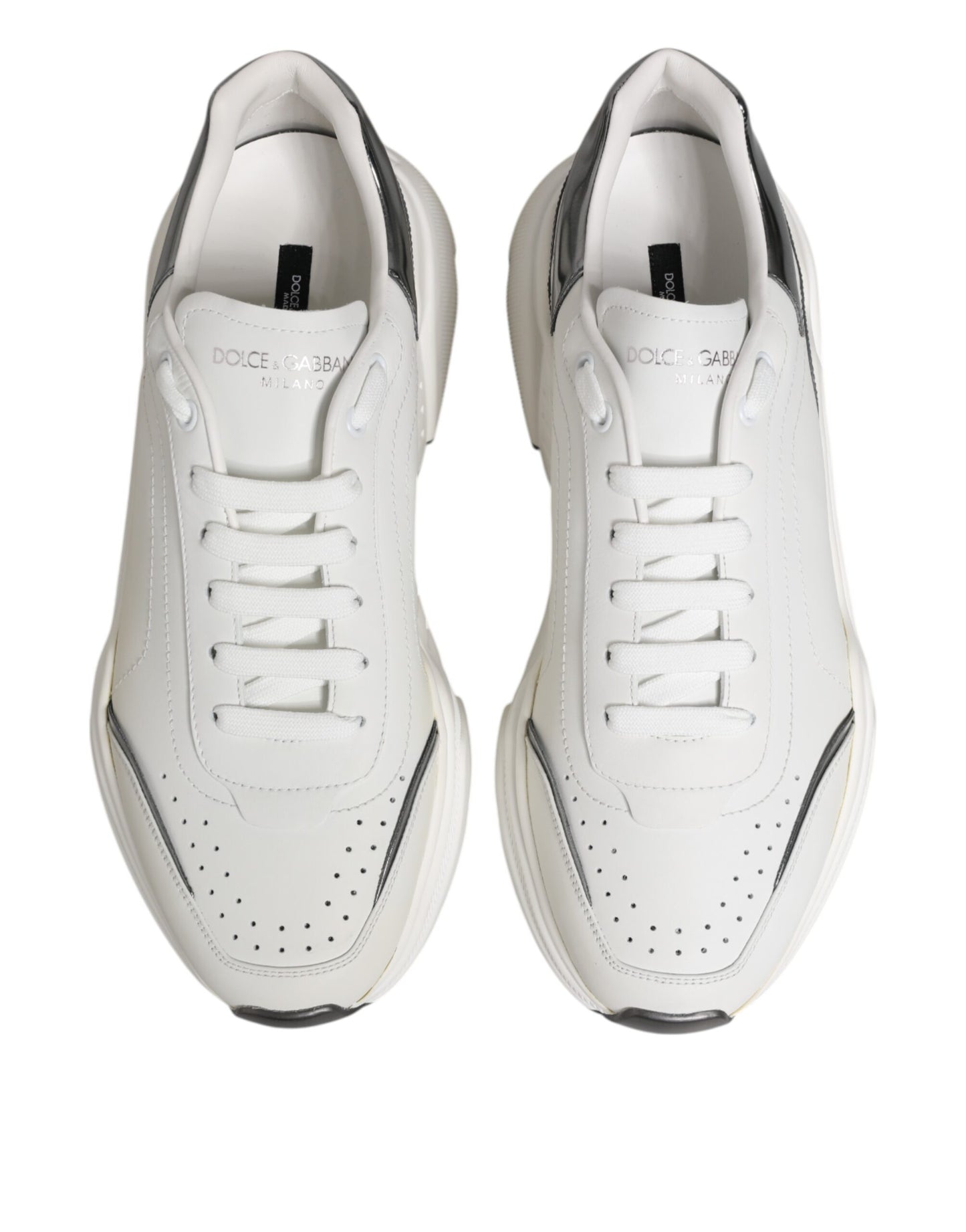 White Silver DAYMASTER Leather Sneakers Shoes