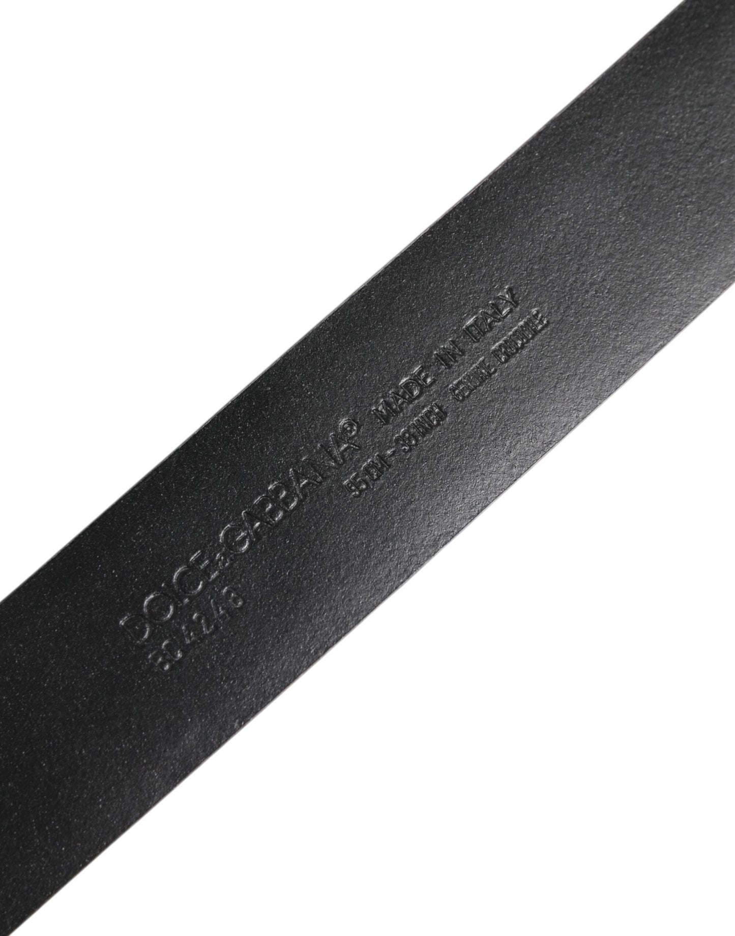 Black Exotic Leather DG Logo Buckle Belt