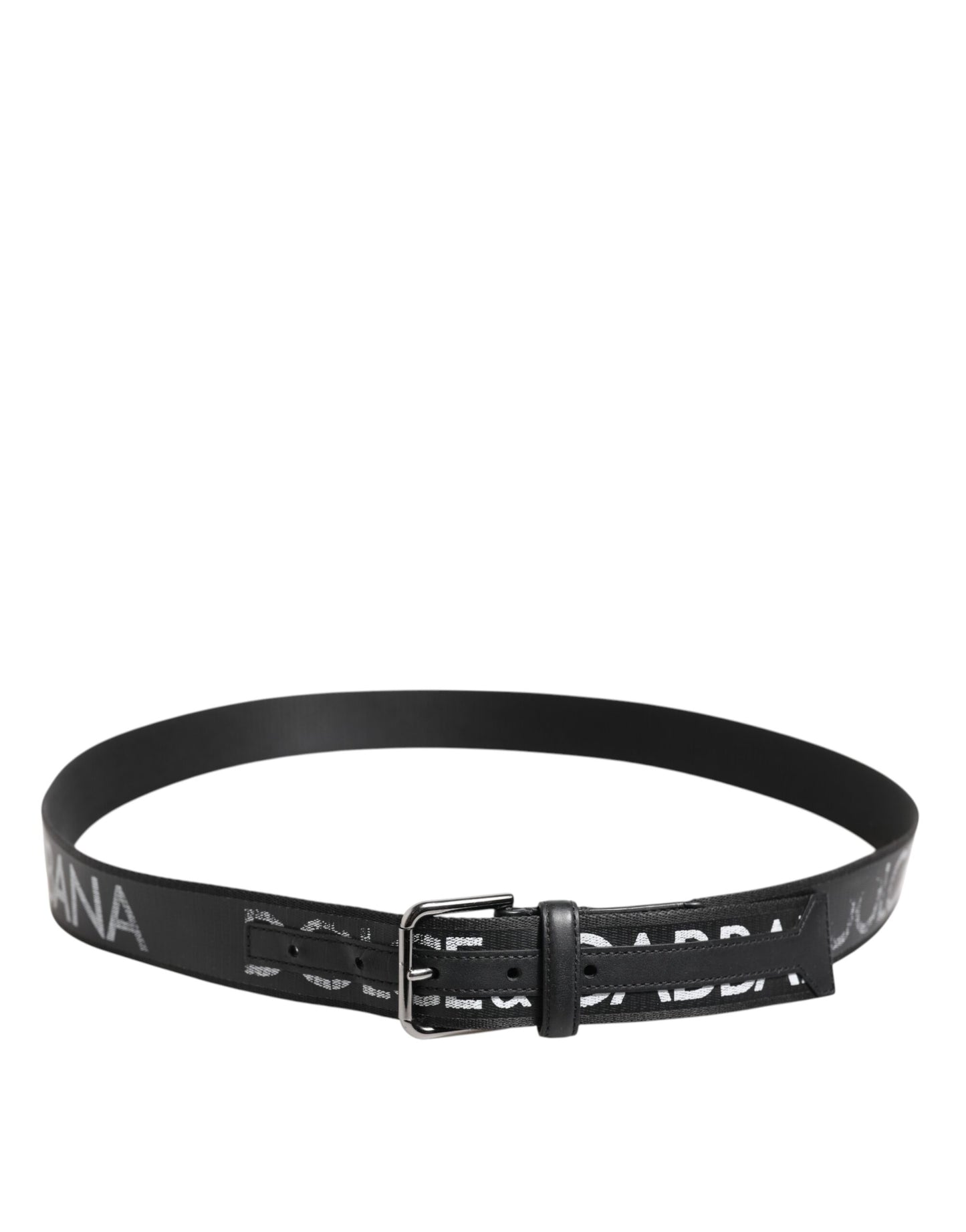 Black Polyester Leather Metal Buckle Belt