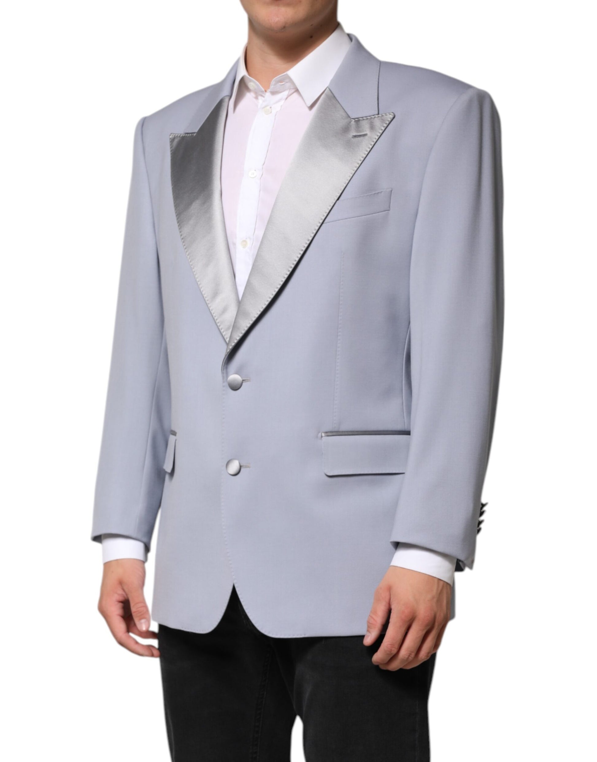 Gray Wool Single Breasted Men Suit Blazer