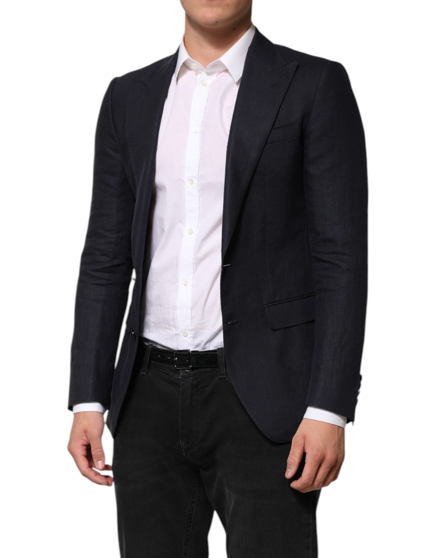 Dark Blue Single Breasted Men Suit Blazer