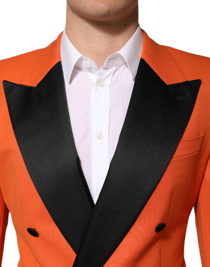 Orange SICILIA Double Breasted Coat Blazer