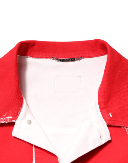 Red Sleeveless Logo Plaque Vest Jacket
