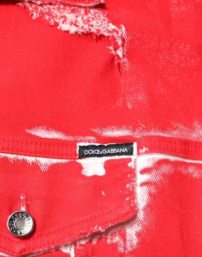 Red Sleeveless Logo Plaque Vest Jacket