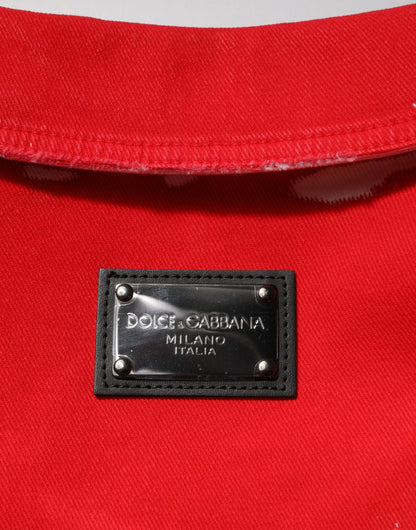 Red Sleeveless Logo Plaque Vest Jacket