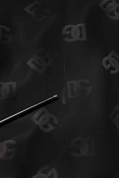 Black Polyester Logo Monogram Coat Jacket