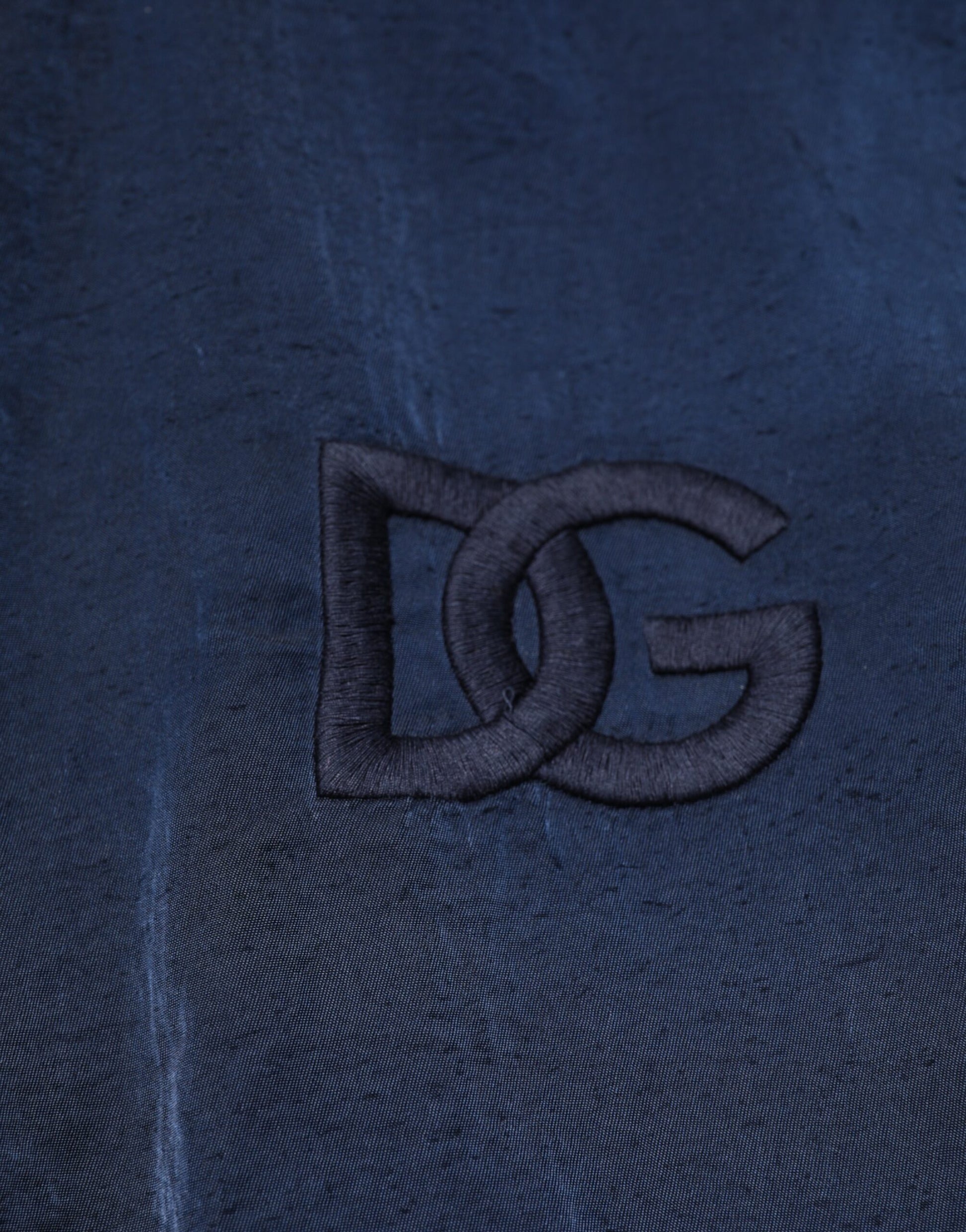 Blue Nylon DG Embroidery Men Bomber Jacket