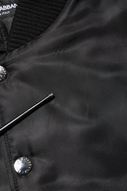Black Polyester Logo Plaque Bomber Jacket