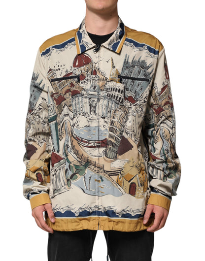 Multicolor Italian Motif Men Bomber Jacket